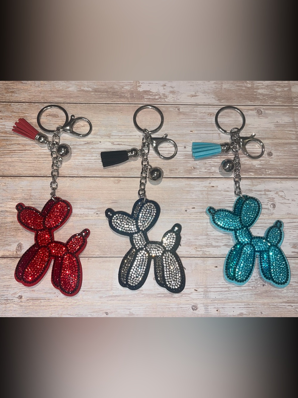 NEW BALLOON DOG Rhinestone Keychain Bag Charm